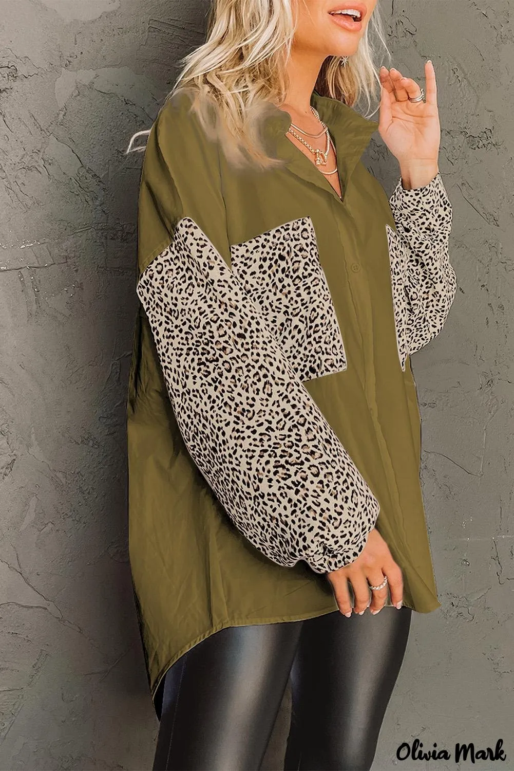 Xieyinshe - Patchwork Drop Shoulder Long Sleeve Shirt