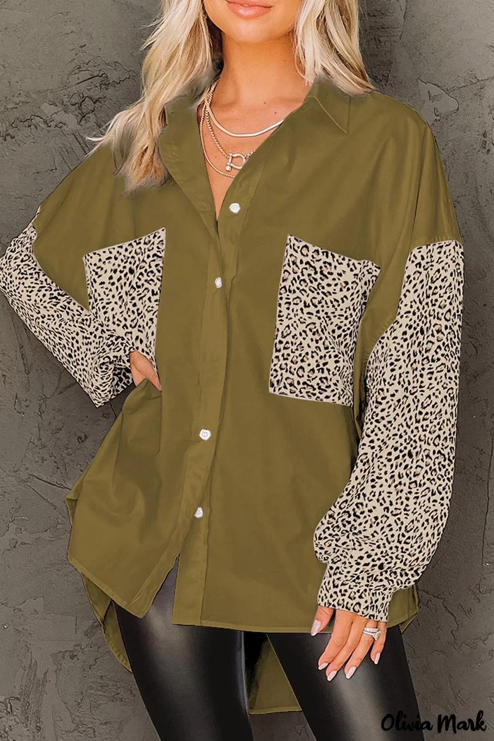 Xieyinshe - Patchwork Drop Shoulder Long Sleeve Shirt
