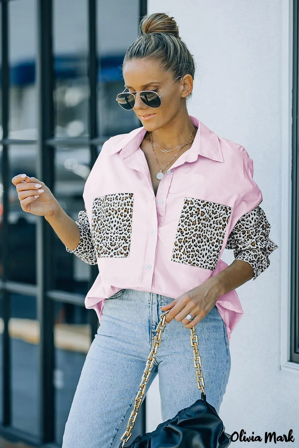 Xieyinshe - Patchwork Drop Shoulder Long Sleeve Shirt
