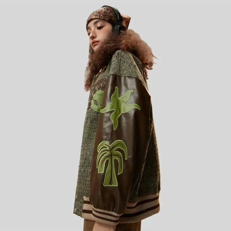 Y2K Patchwork Oversized Varsity Jacket for a Sophisticated Look