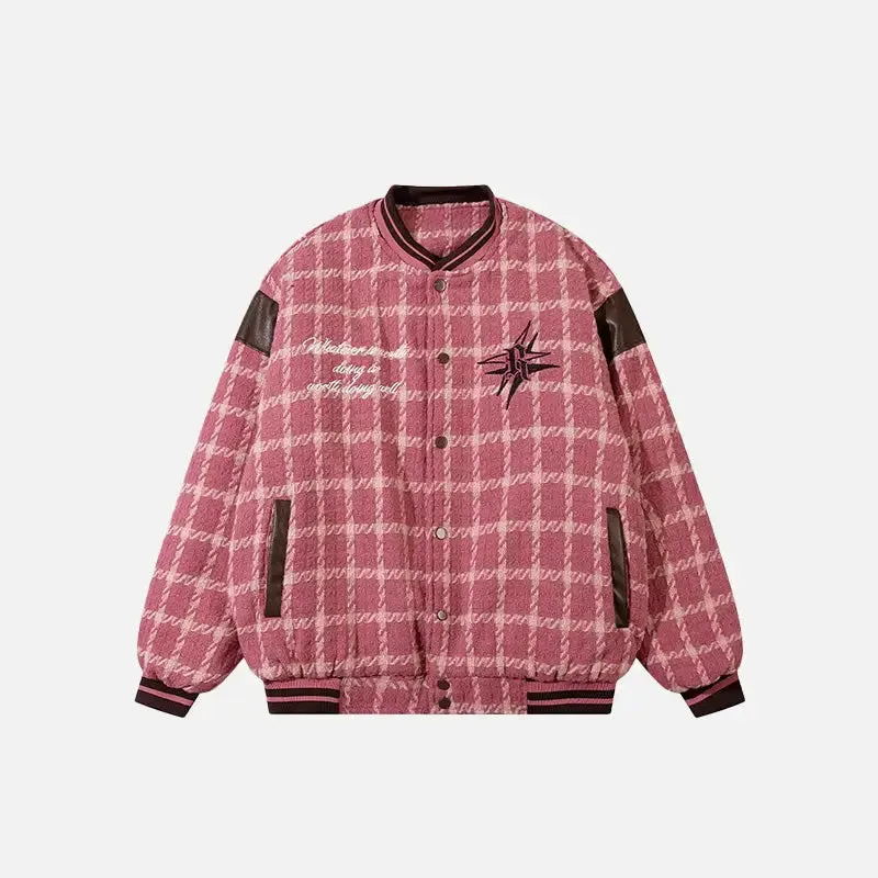 Y2K Star Print Varsity Jacket for Retro Style Additions