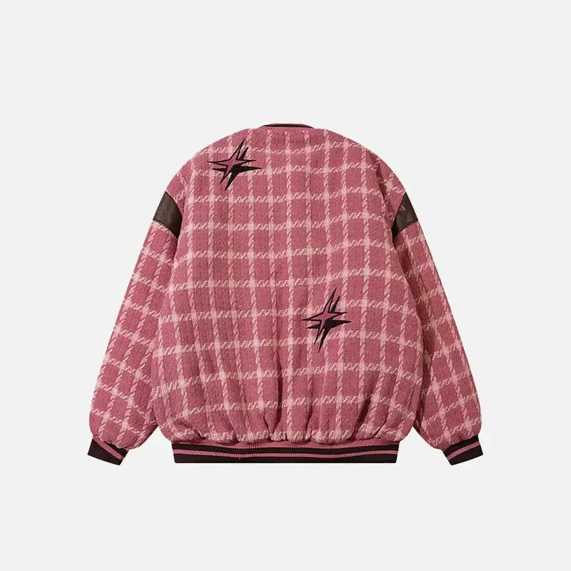 Y2K Star Print Varsity Jacket for Retro Style Additions