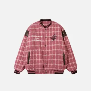 Y2K Star Print Varsity Jacket for Retro Style Additions