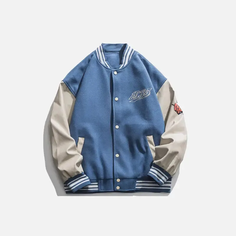 Y2K Varsity Jacket with Heart-Shaped Letter Print
