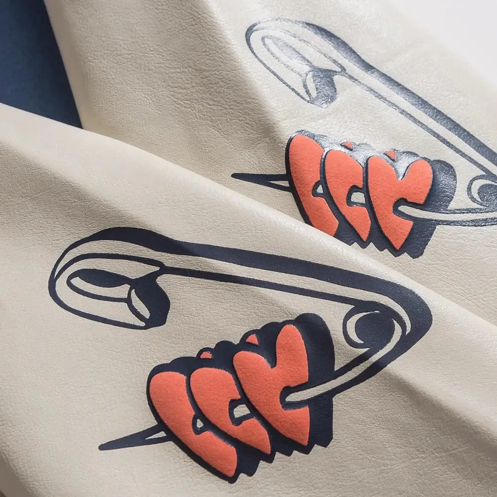 Y2K Varsity Jacket with Heart-Shaped Letter Print