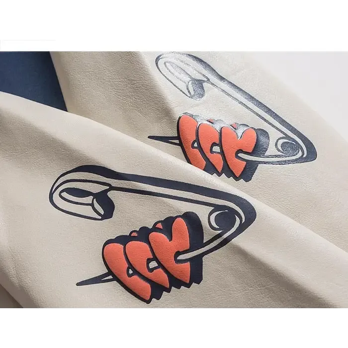 Y2K Varsity Jacket with Heart-Shaped Letter Print