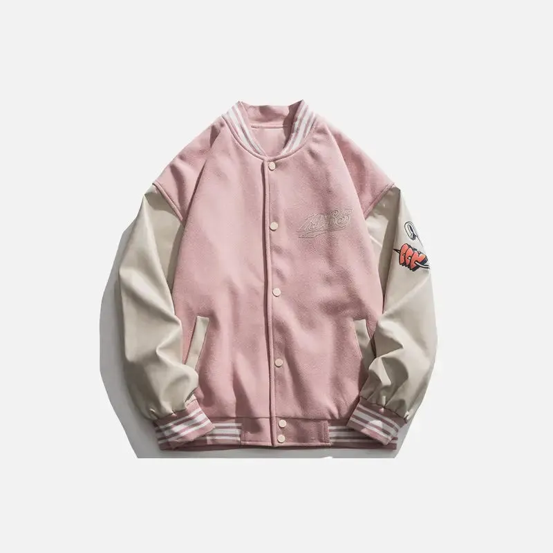 Y2K Varsity Jacket with Heart-Shaped Letter Print