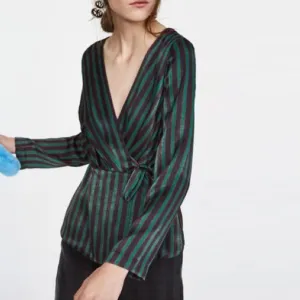 zara candy cane stripe satin wrap blouse
